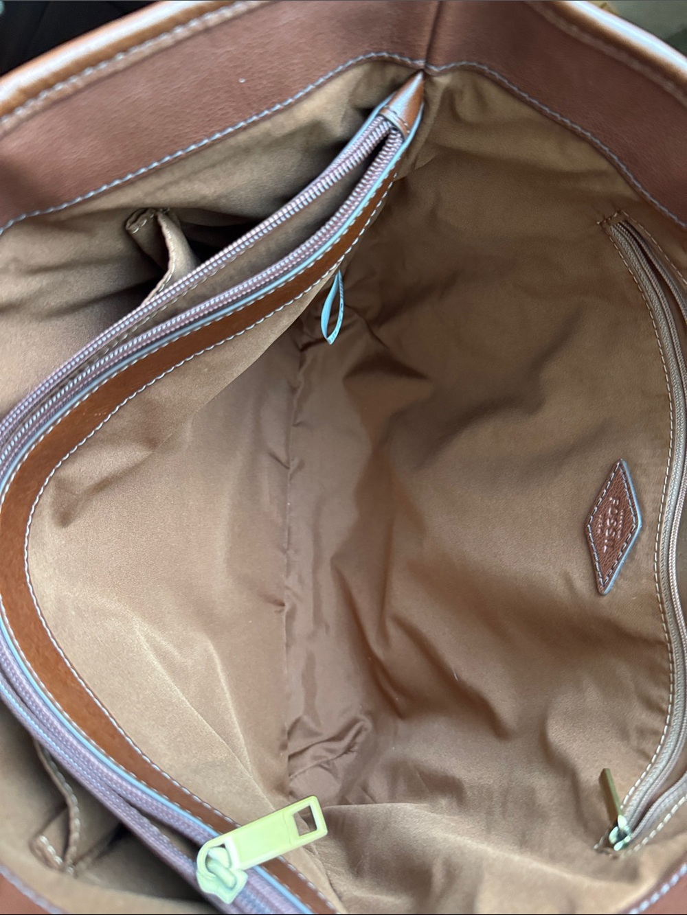 Fossil Chestnut Brown Leather Tote - Picture 8 of 14